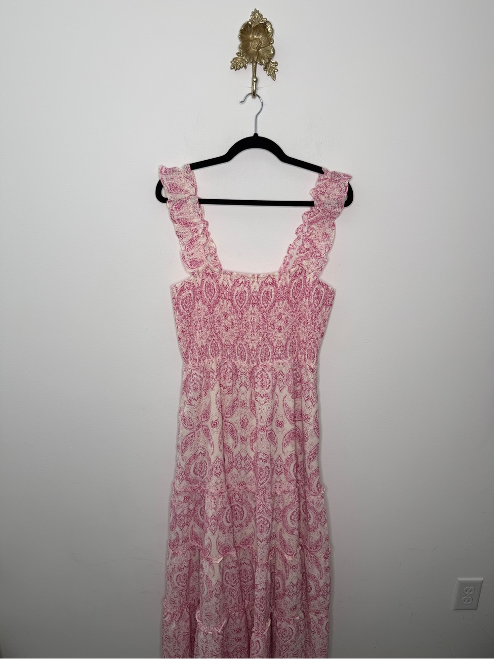 Lucy Paris Pink Print Smocked Top Dress L